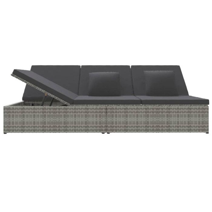 Sunbed - VIDAXL - Convertible - Woven Resin - Dark Grey - Folding and Fade-resistant