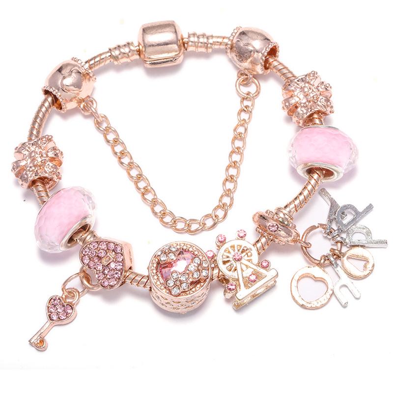 2019 New Crystal Women's Bracelet with Ferris Wheel & Heart Key Pendant