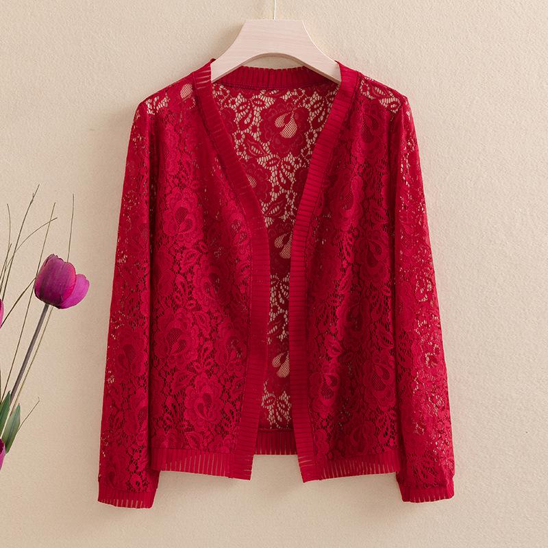 Peacock Lace Cardigan with Three-Quarter Sleeves