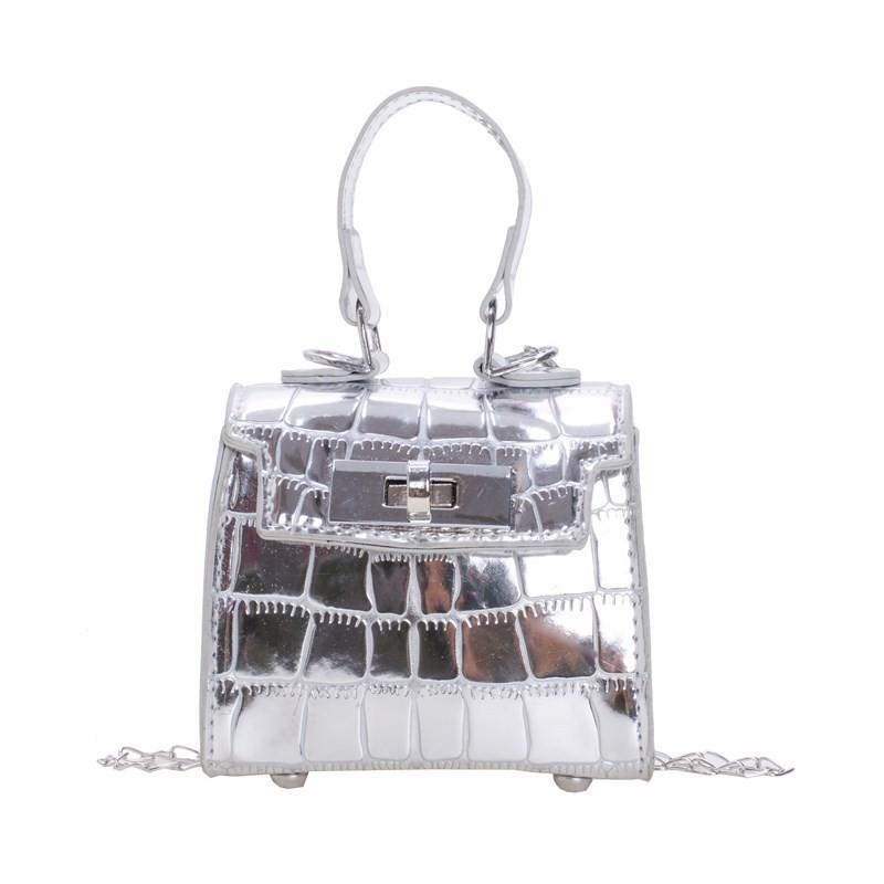 Solid Children Color Casual Bag With Laser Stone Texture Design Travel Daily