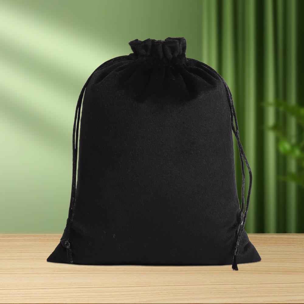 Black Custom Velvet Drawstring Jewelry Pouch