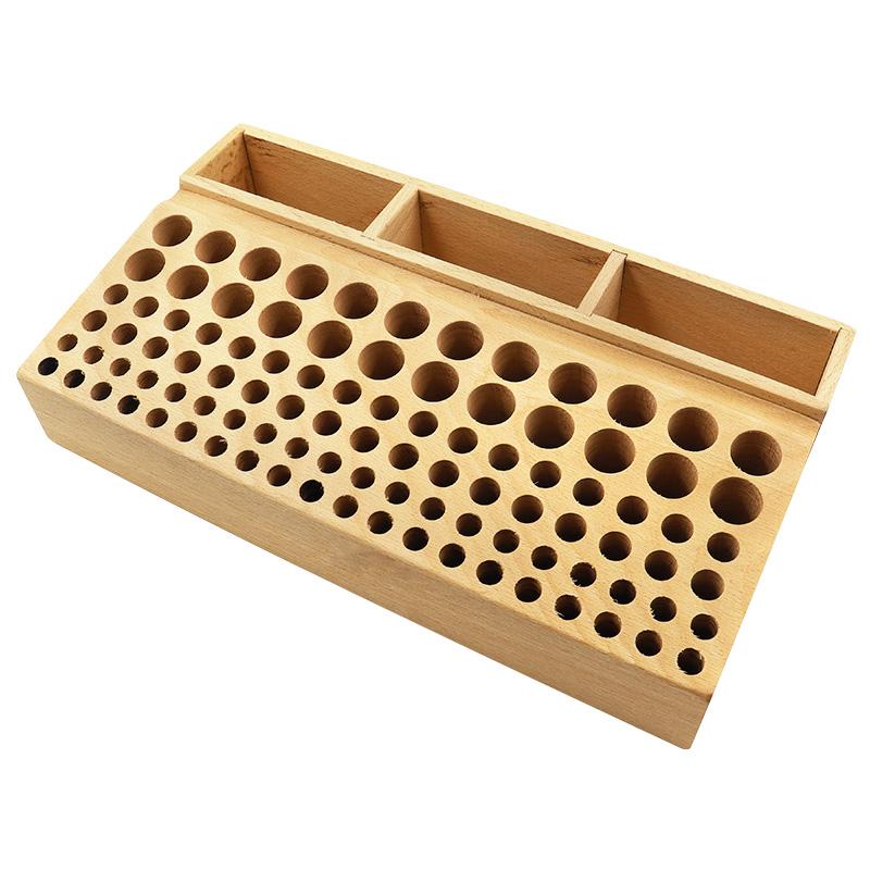 Wooden 98-Hole Leathercraft Tool Organizer Stand - 3-Compartment Spacious Storage for Punching, Stamping & Carving Accessories