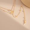 Simple Wind Rose Flower Pendant Long Necklace, Temperament Stacked Bead Chain Collarbone Necklace
