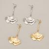Minimalism Zinc Alloy Ginkgo Leaf Pendant Earrings for Women Vintage Charming Long Earrings High-end Party Zircon Ornament