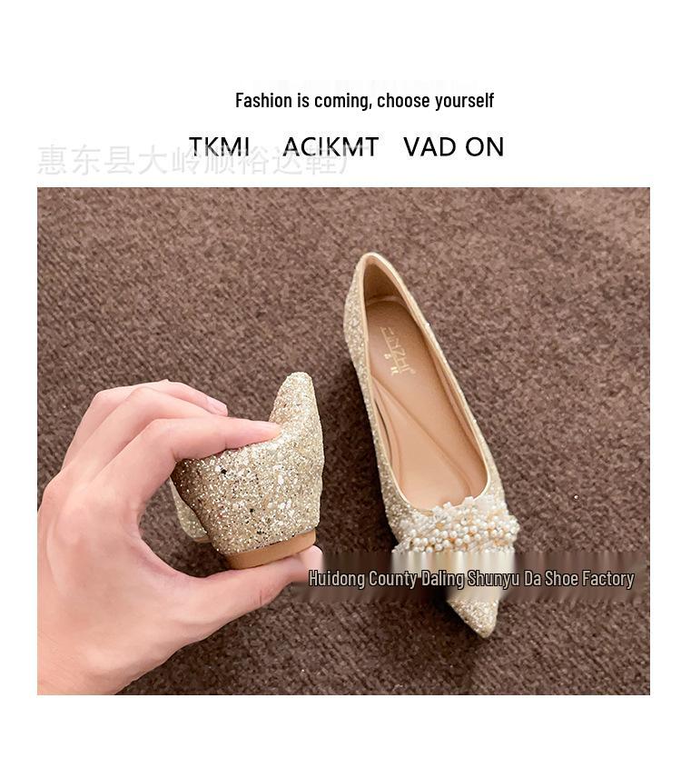 Champagnerfarbene Xiuhe Plateau-Pailletten-Hochzeitsschuhe für Damen - Weite Passform mit innerer Höhenerhöhung