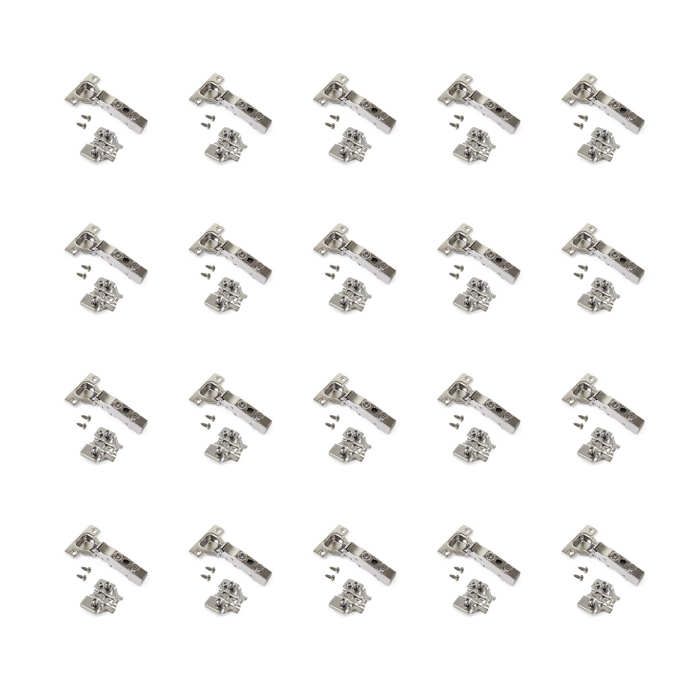 Emuca lot de 20 charnières droites x91n avec embases de montage mixtes, diamètre 5x9.5mm, hauteur 0, acier, nickelé