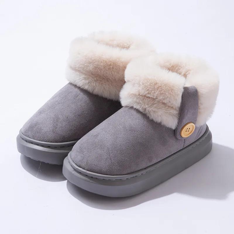 Módní dámské semišové teplé kotníkové sněhule dámské zimní platformové bavlněné pantofle venkovní plyšové silné podrážky ležérní vnitřní protiskluzové boty