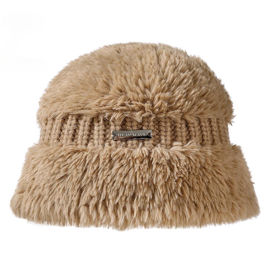 

Женская теплая толстая вязаная шапка осень-зима модная ветрозащитная однотонная шапка для отдыха на природе женская повседневная плюшевая мягкая шапка One Size хаки