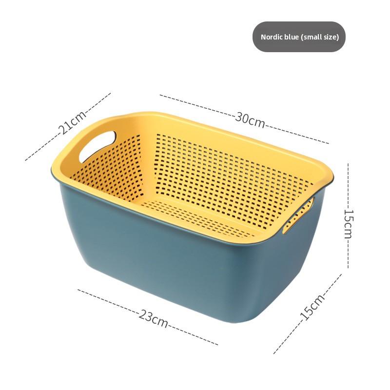 Double-layer Thickened Vegetable Wash Basin Drain Basket Plastic Large Bowl Rack Household Leaking Two-piece Set Dormitory Storage Washing Fruit