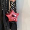 Silver Banquet Chain Bag Korean Style Funny Party Bag Portable Bright Star Shoulder Bag  Girls