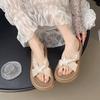 Chinese National Style One-word Slippers Women's Summer Wear 2025 New Platform Casual Beach Sandals Fashionable Versatile Sandals