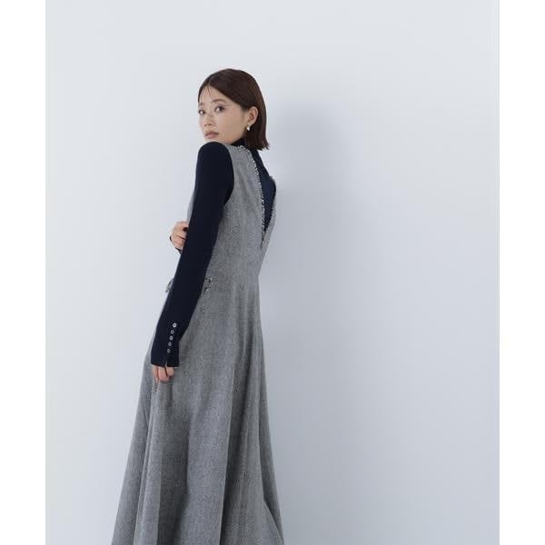 Beauty Tweedy Fringe Jumper Skirt [Natural Basic] [Brown/M]