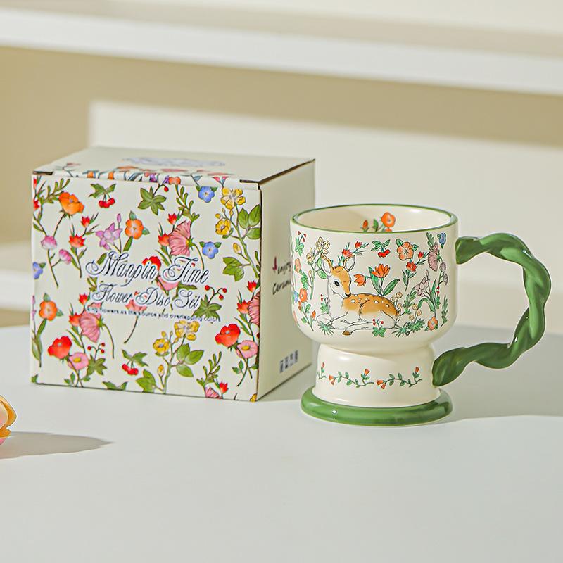 Creative Floral Ceramic Mug for Women with Exquisite and Beautiful Birthday Gifts for Best Friend Coffee Cup Drinking Water Cup