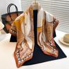 Luxury Brand  Silk Scarf Women 90X90cm Hijab Square Scarf Bufanda Bandana Scarves Headband Kerchief Tie Bag Mom Gift Ribbon