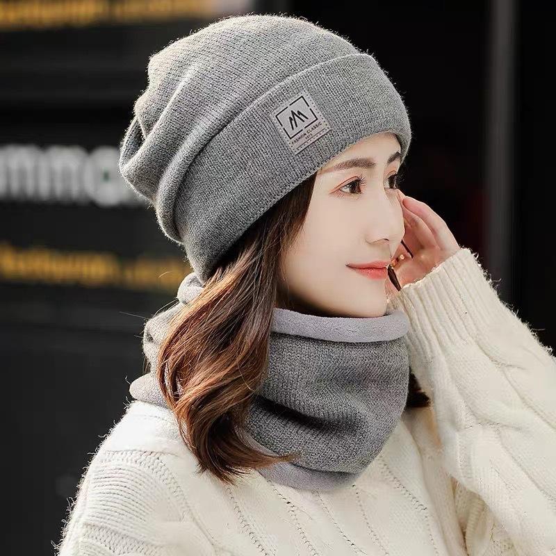 Autumn and winter hat scarf split wool hat cute velvet knitted hat women's cycling neck protection warm confinement hat versatile