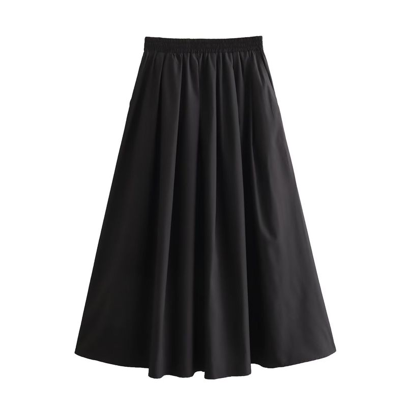 

Kaslead New Arrival Women s Clothing Fashion Style Fashion All-Match Minimalist Wide Hem Midi Skirt Skirt 4437246 Black L