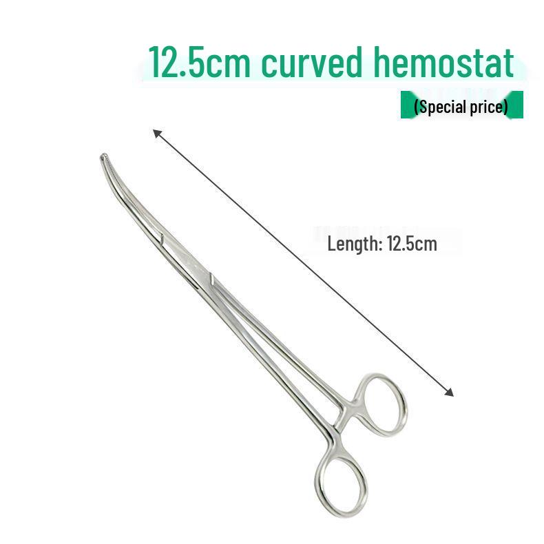 Large Stainless Steel Hemostatic Forceps: Pet Pliers, Needle Holder, Tweezers, Surgical Vessel Clamps - Straight & Curved Tips.
