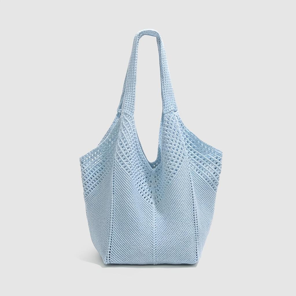 Ladies' Large Capacity Bohemian Knitted Crocheted Shoulder Bag, Fashionable Hollow Woven Tote Bag, Beach Vacation and Leisure Outing, Beach Bag