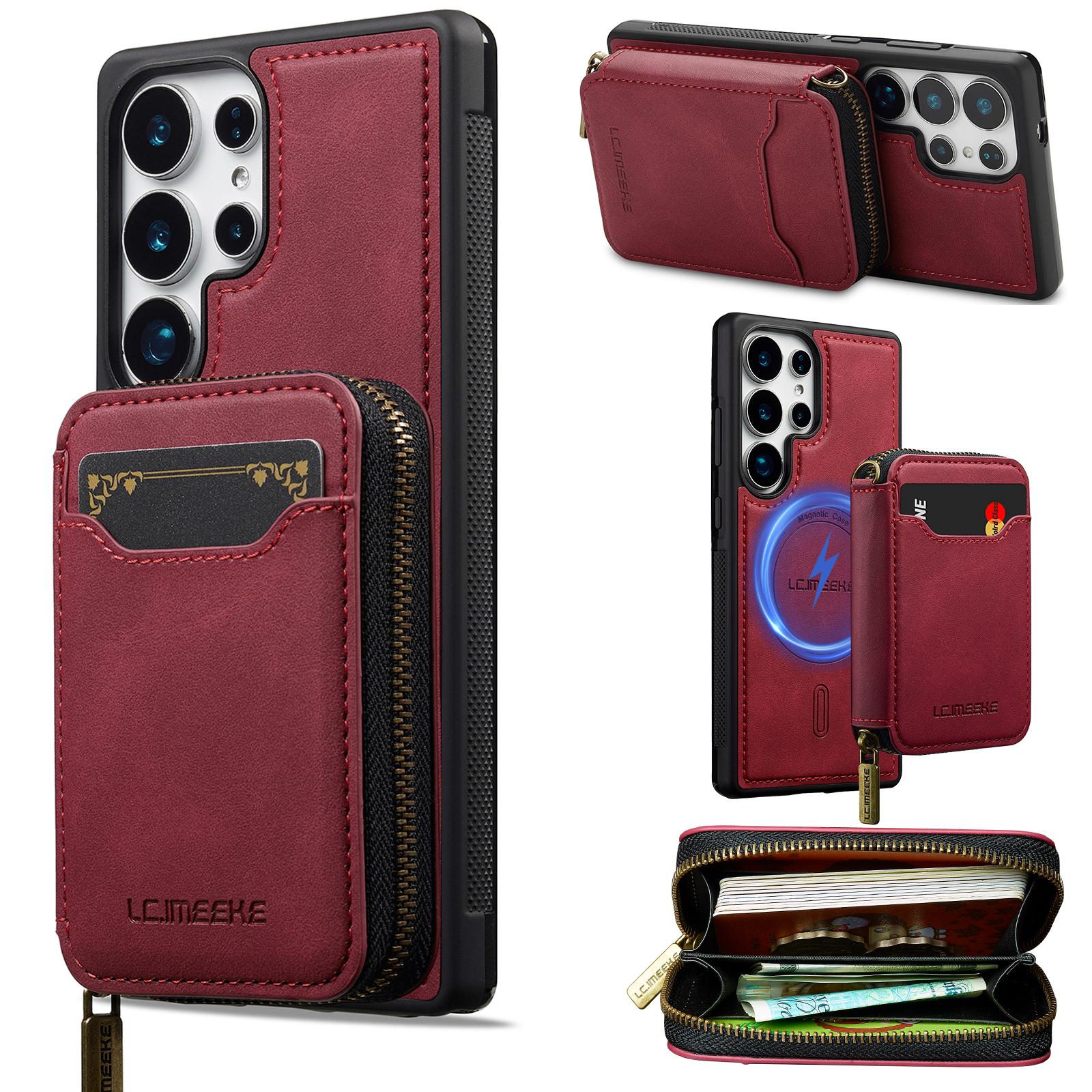 

LC.IMEEKE L6 For Samsung Galaxy S24 Ultra Magnetic Case Detachable Zipper Wallet Leather Coated PC + TPU Phone Cover