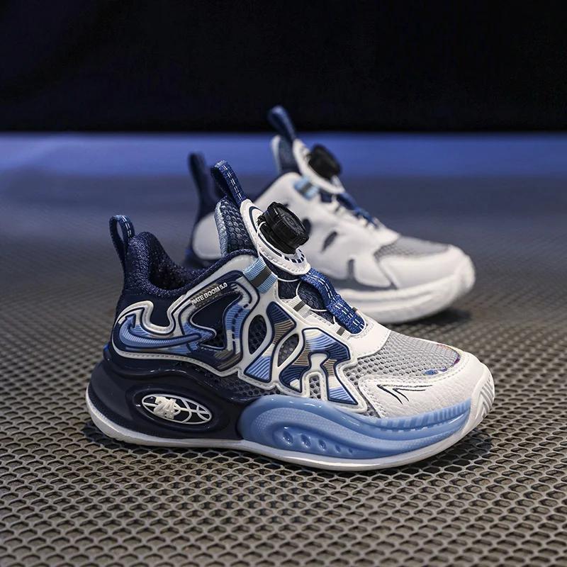 2024 Neue leichte Jungen-Sportschuhe für Kinder, Laufschuhe mit atmungsaktiver Mesh-Oberfläche, große Kinder-Basketballschuhe