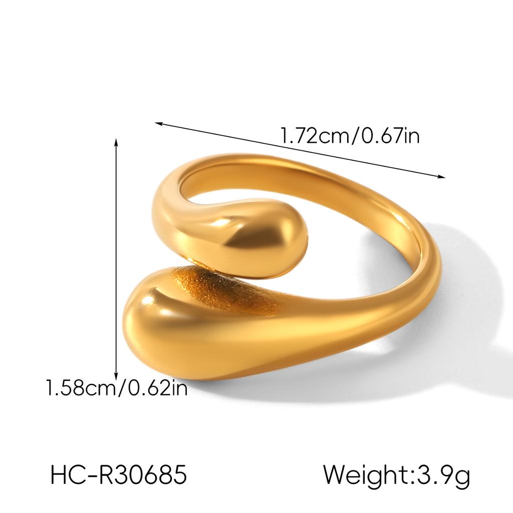 Titanium Steel Ring for Women, Non-fading, Fashionable Jewelry, Niche Versatile Band, Teardrop Stainless Steel Open Ring