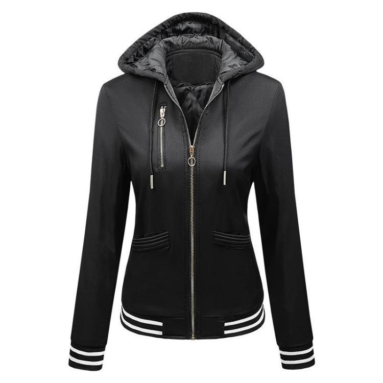 Women's Baseball Jersey Cotton Coat Loose Stand Collar Zipper Flight Jacket Thickened European American Style Autumn Winter Fashion
