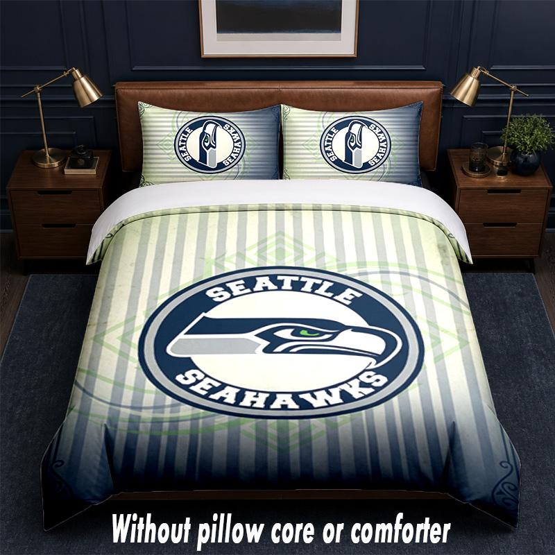 Seattle Seahawks Design Bed Bedding Set 1 Duvet Cover + 2 Pillowcases Soft Breathable Household Bed Linens