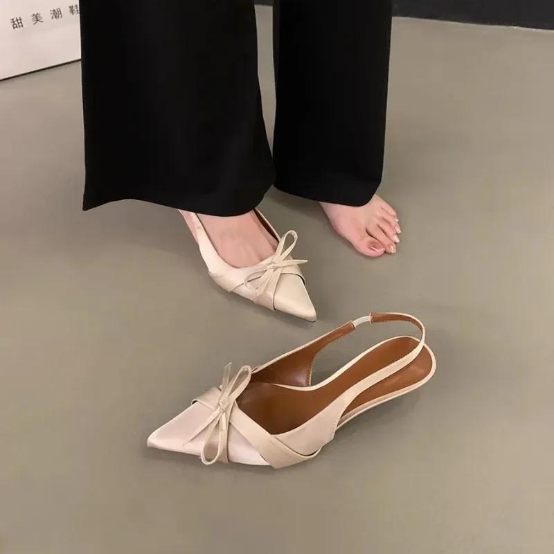 2025 women's summer new simple solid color fashion pointed high heels PU leather  designer outdoor banquet women's sandals