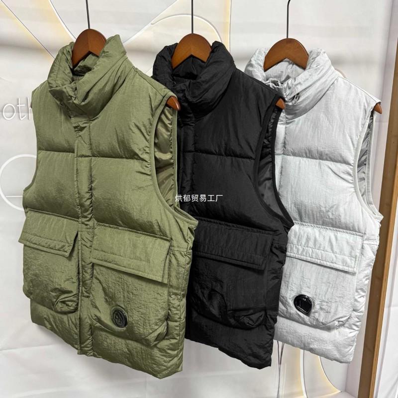 CP Stand Collar Company Badge Padded Vest Streetwear Winter Warm Coat Men