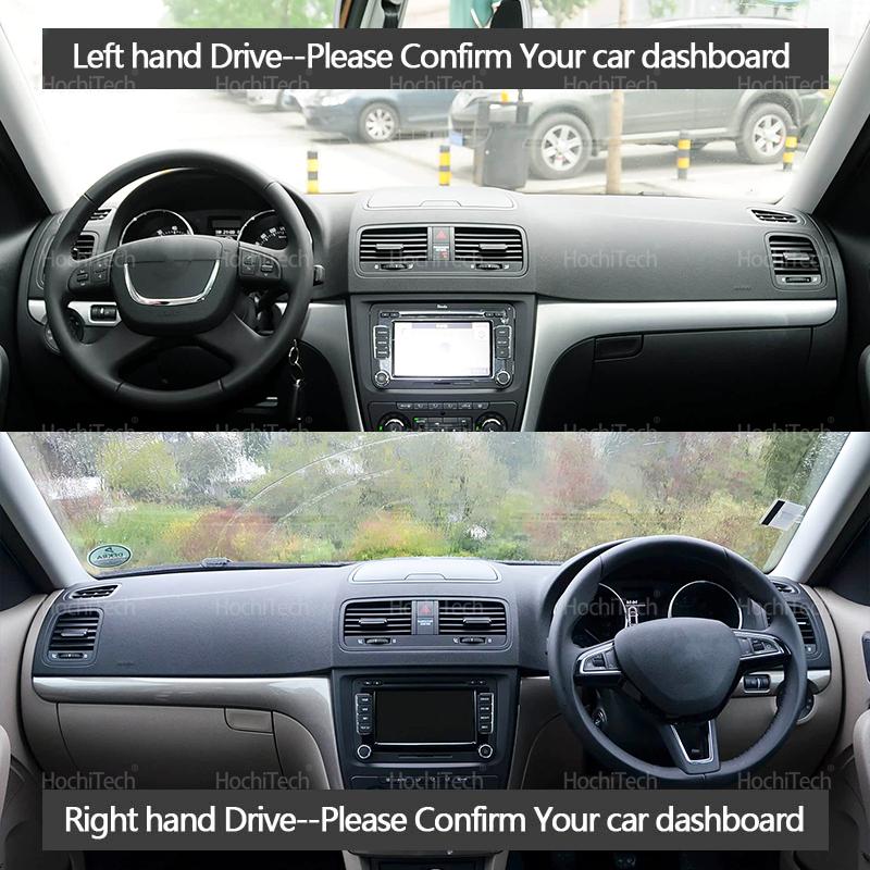 For Skoda Yeti 5L 2009-2017 Black Brown Suede Leather Dashmat Dash Mat Cover Dashboard Pad Sunshade Carpet Car Accessory