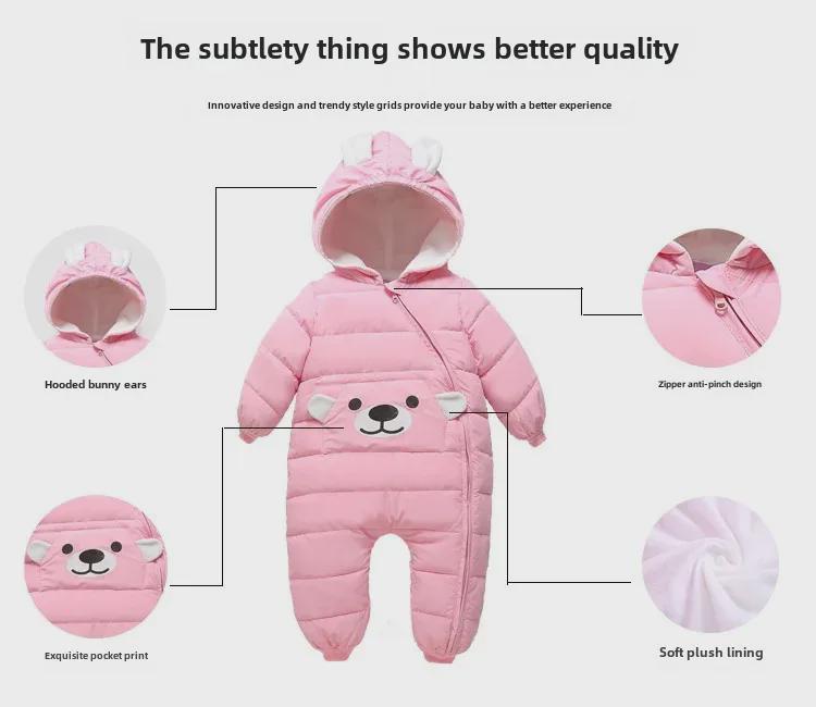 Teplá bavlněná kombinéza pro novorozence – Hřejivý podzimní/zimní kojenecký outfit