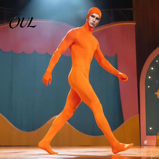 Einfarbiger Cosplay-Bodysuit Ganzkörper-Zentai-Anzug für Männer Frauen, Offenes Gesicht Halloween-Bodysuit, Dehnbarer Spandex-Unitard für Erwachsene Kostümparty,