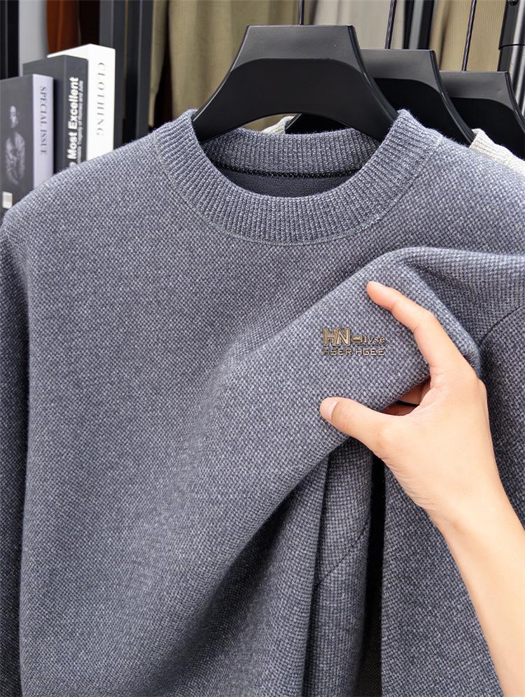 Men's Winter Thickened Mink Wool & Velvet Knit Sweater - Warm, Casual Fashion Pullover for Middle-Aged Men