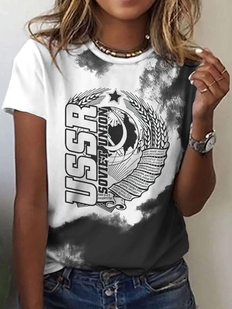 Russian T-Shirts CCCP Floral 3D Print Women's Short Sleeve Round Neck T Shirt Oversized Harajuku Tees Y2k Tops Female Clothing