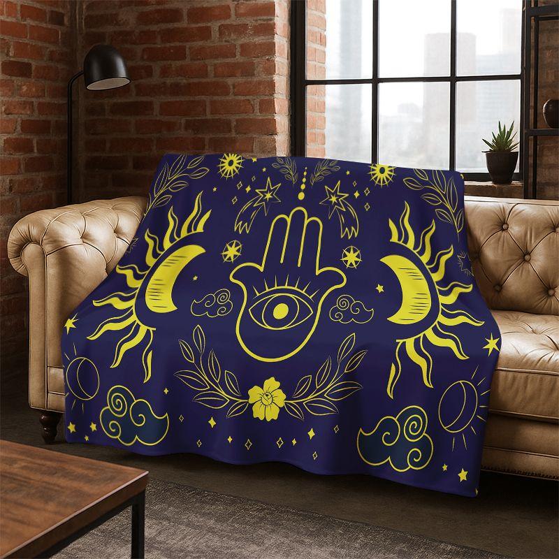 Divinationssymbol Sonne Mond Tarot Magie Flanelldecke Weiche Warme Überwurfdecke für Schlafzimmer Wohnzimmer Bett Reisen Camping Picknick