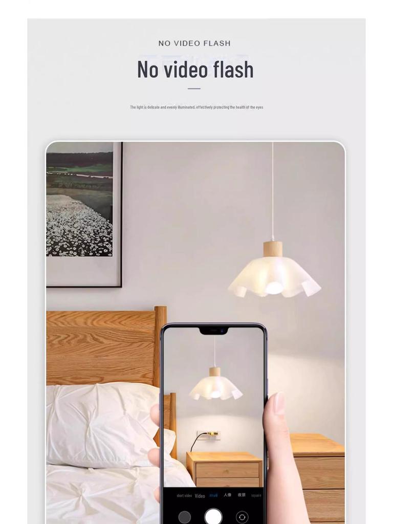 Candelabru nordic japonez Wabi-Sabi din lemn pentru noptieră și sufragerie, design cu flori crem