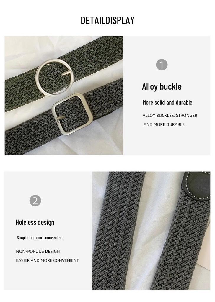 Unisex Korean Style Canvas Belt with Elastic Waistband and Pin Buckle