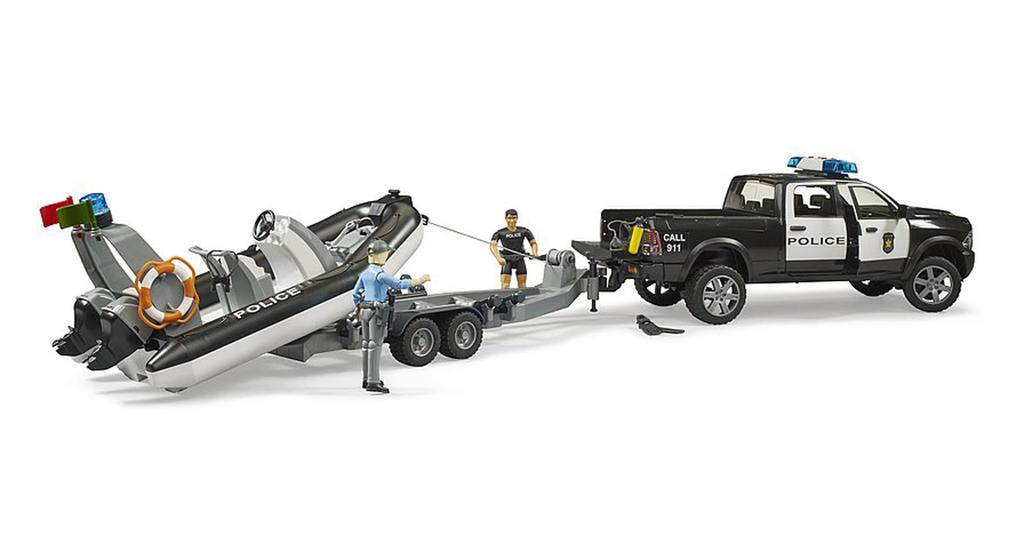 Bruder Ram Power Wagon Police Car & Police Boat (with 2 Figures) BR02507