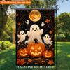 Happy Ghosts with Pumpkins Single Sided Polyester , Garden Flag - Single-Sided, Polyester, Outdoor Yard Decor