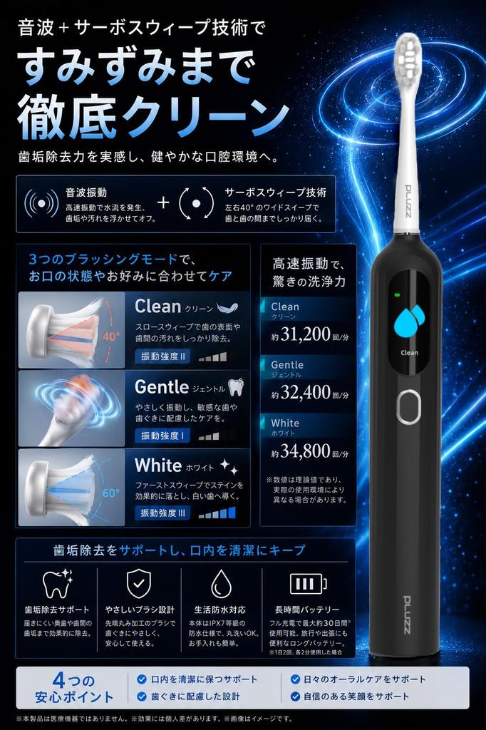 Improved Model Sweep Vibration Electric Sonic x Servo Sweep Vibration Electronic 3 IPX7 USB 120 Days of 6 Replacement Brush Heads Sonic Interdental