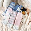 Cat Paw Striped Cute Socks Coral Fleece Winter Women Socks Thick Thermal Floor Sleeping Socks Candy Color Velvet Sock Warm