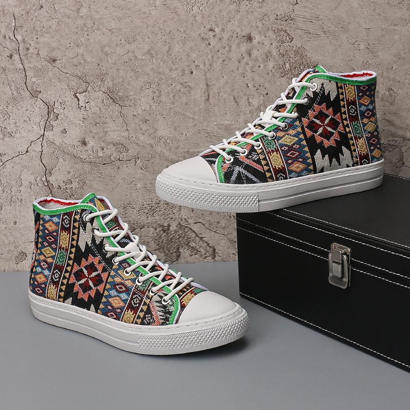 Fashion New Fashion Designer Men's Canvas Lace Up Platform Causal Skateboard Shoes Flats Male Sports Walking Sneakers Zapatos Hombre
