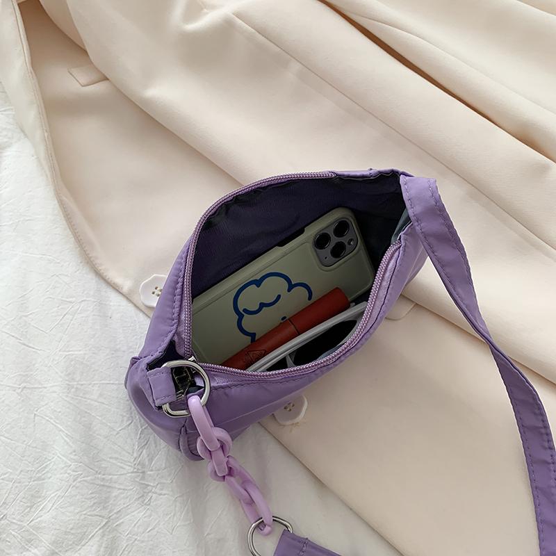 Moda Feminina Lona Bolsas de Mão Pequenas Simples Diário Cor Sólida Corrente Bolsas de Ombro Axilar Feminina