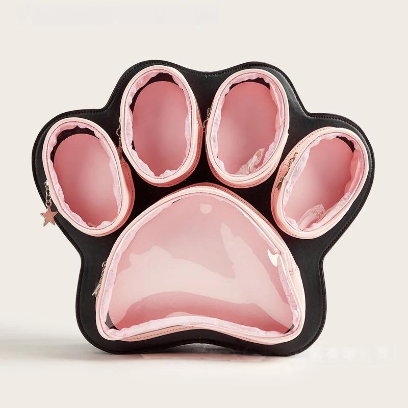 

Y2K Cat Paw Print Multi-Pocket Korean Ulzzang Crossbody Backpack Large Capacity Sweet Cool Style Girls Fashion Shoulder Bag