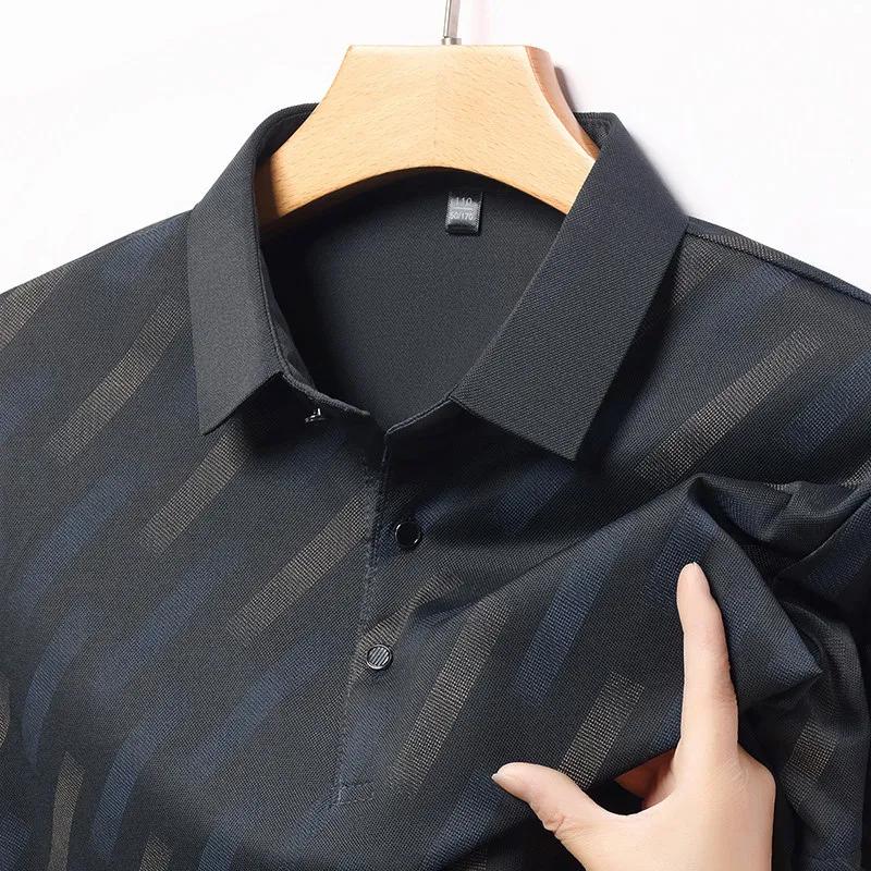 New Men's Business Casual Short Sleeved Printed Polo Shirt Fashionable Breathable Comfortable and Versatile Top