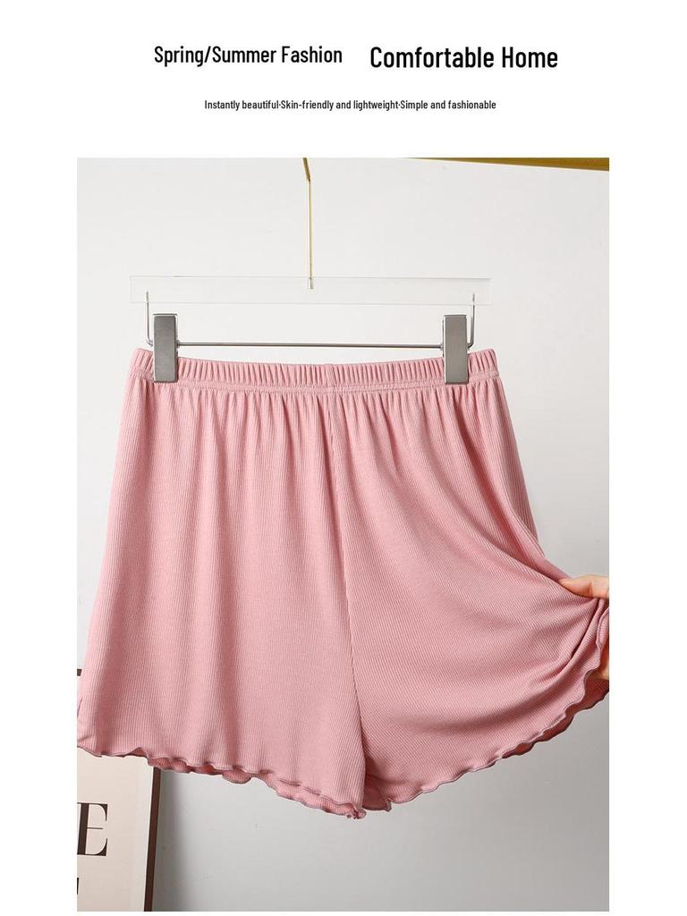 Damen High Waist Bambus Baumwolle Rüschenshorts - Übergröße, Lässig, Weites Bein, Sommerbekleidung