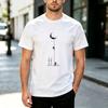 Harajuku Trendy Graphic Crew Neck T Shirt Minimalist Moon Climb Art Print Short Sleeve Tee Cotton Casual Unisex Unisex Streetwear