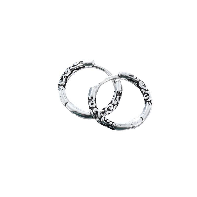 Classic Punk Retro Pattern Carved Gothic Earrings for Men In Circular Shapes
