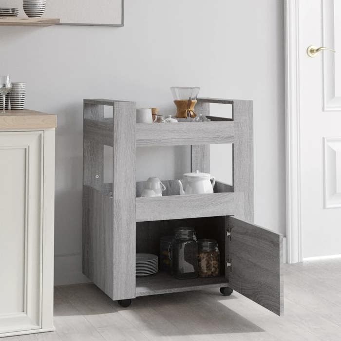 816830 vidaXL Chariot de cuisine Sonoma gris 60x45x80 cm Bois d'ingénierie
