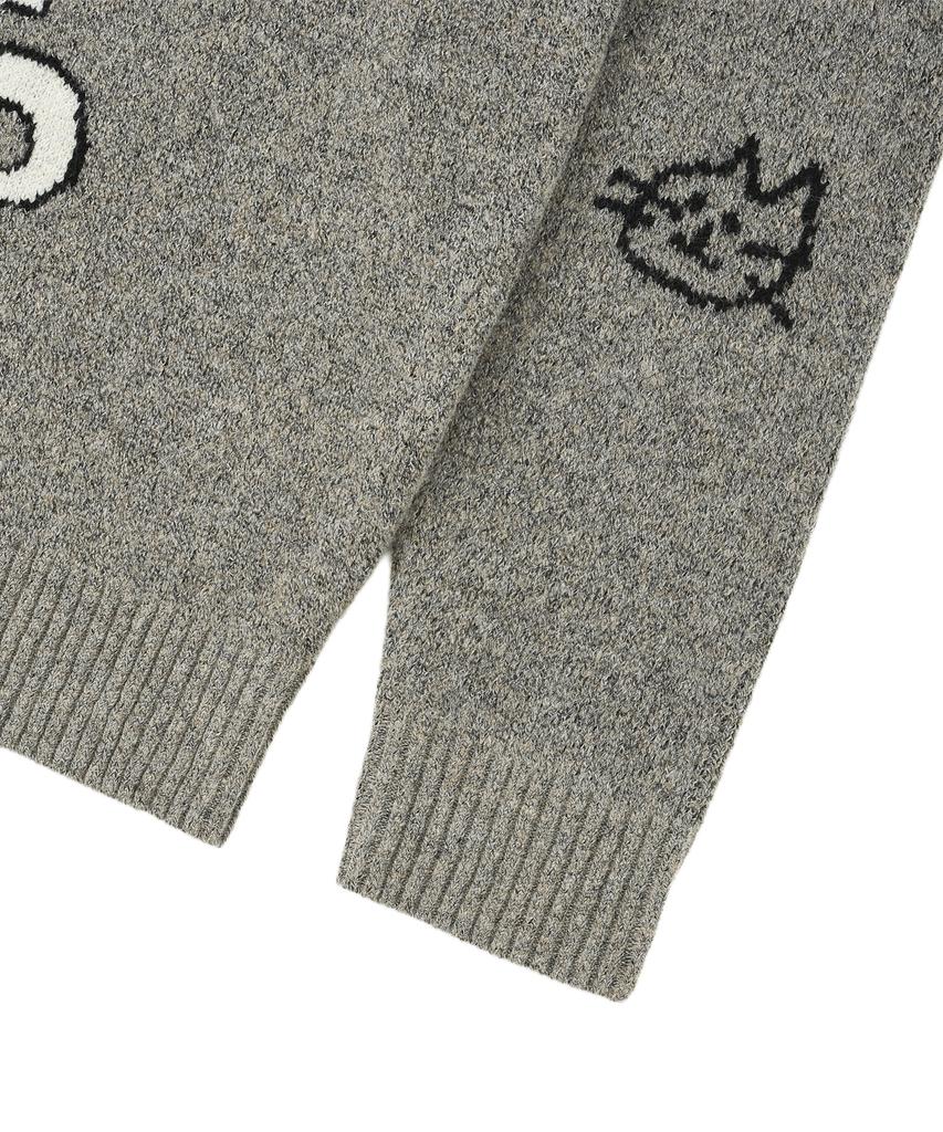 LMR Lettering Jacquard Pullover Knit Grey